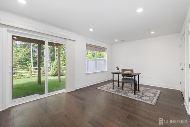 1617 Swales Ct, Monroe, NJ 08831 - office with baseboards, dark wood-style floors, and recessed lighting