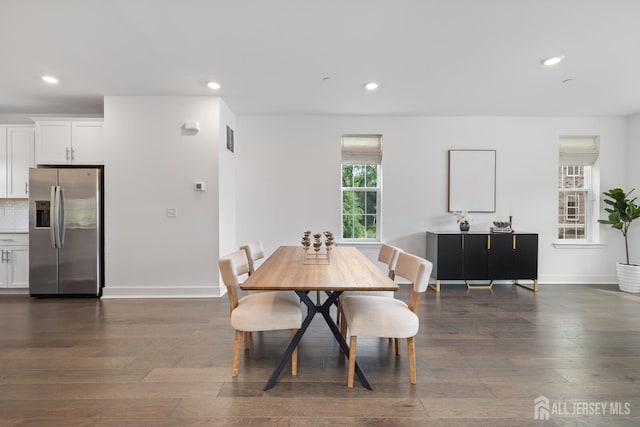 1617 Swales Ct, Monroe, NJ 08831 - dining area featuring dark wood-type flooring, recessed lighting, and baseboards