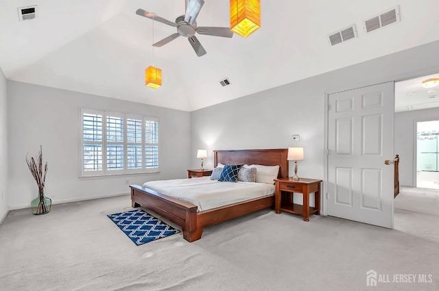 57 Cortland Dr N, East Brunswick, NJ 08816 - carpeted bedroom with visible vents, baseboards, and high vaulted ceiling