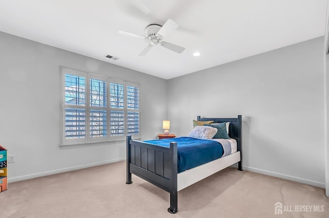 57 Cortland Dr N, East Brunswick, NJ 08816 - bedroom with baseboards, carpet flooring, visible vents, and ceiling fan