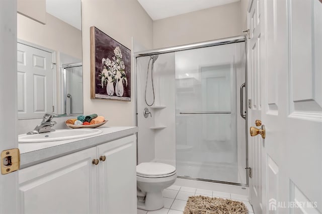 57 Cortland Dr N, East Brunswick, NJ 08816 - full bath featuring a shower stall, tile patterned flooring, vanity, and toilet