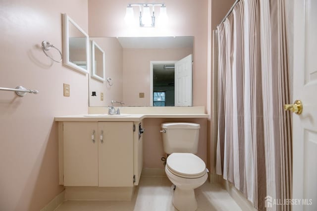 125 Albury Way N, Brunswick, NJ 08902 - bathroom with toilet, vanity, a shower with curtain, and tile patterned flooring