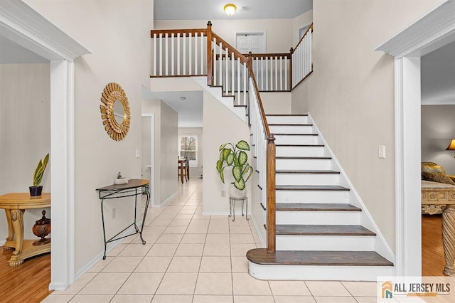 3 Eric Ct, Monroe, NJ 08831 - tiled foyer with stairs, baseboards, and a high ceiling