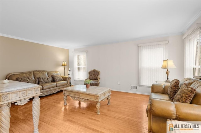 3 Eric Ct, Monroe, NJ 08831 - living room with plenty of natural light, light wood finished floors, ornamental molding, and baseboards