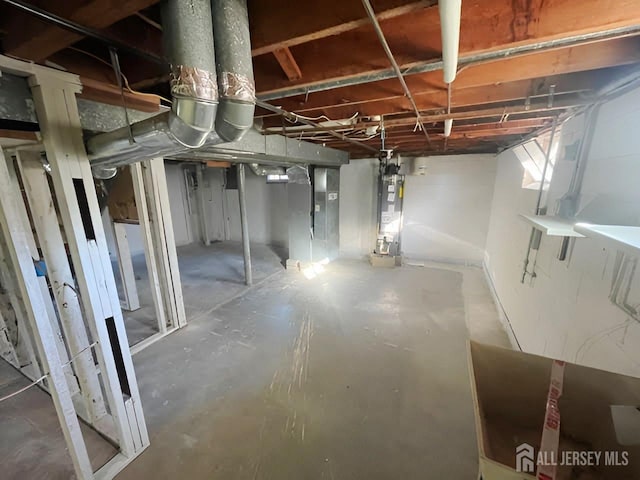 basement with heating unit