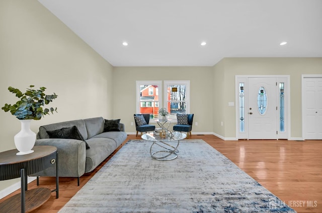 176 Easy St, Edison, NJ 08817 - living room featuring light wood-type flooring, recessed lighting, and baseboards