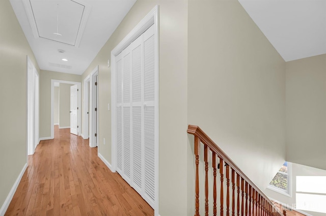 176 Easy St, Edison, NJ 08817 - hallway featuring attic access, light wood-style flooring, baseboards, and recessed lighting