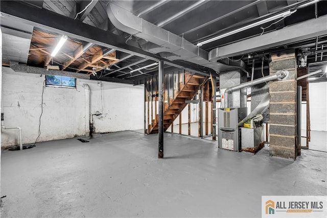 99 Crestview Rd, Fords, NJ 08863 - basement featuring stairs and heating unit