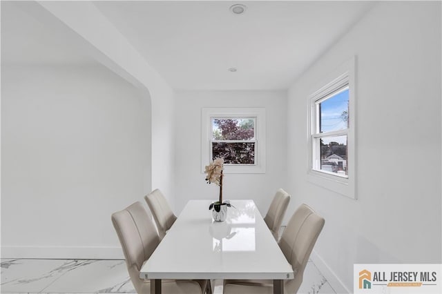 99 Crestview Rd, Fords, NJ 08863 - dining area with baseboards and marble finish floors