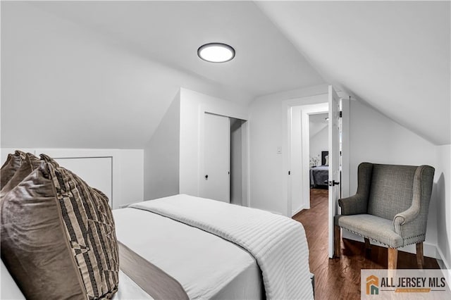 99 Crestview Rd, Fords, NJ 08863 - bedroom with lofted ceiling and dark wood-style floors