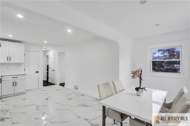 99 Crestview Rd, Fords, NJ 08863 - dining space with recessed lighting, baseboards, and marble finish flooring