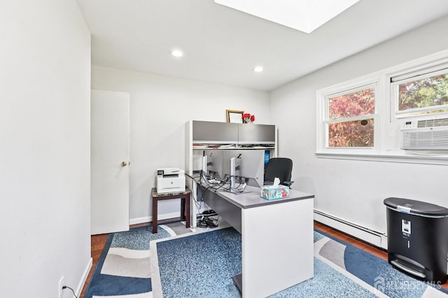 16 Kerschner Ln, East Brunswick, NJ 08816 - home office featuring a baseboard heating unit, cooling unit, recessed lighting, and a skylight