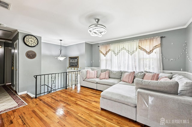 16 Kerschner Ln, East Brunswick, NJ 08816 - living room with hardwood / wood-style floors and ornamental molding