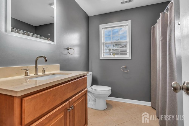 904 4th St, Union Beach, NJ 07735 - full bathroom featuring toilet, tile patterned floors, visible vents, baseboards, and vanity