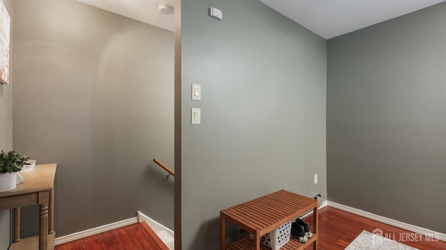 staircase featuring hardwood / wood-style flooring