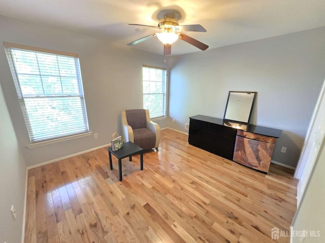 3 Great Beds Way S, Amboy, NJ 08879 - living area with light wood-style flooring, a ceiling fan, and baseboards