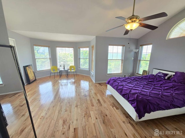 3 Great Beds Way S, Amboy, NJ 08879 - bedroom featuring wood finished floors, baseboards, vaulted ceiling, and a ceiling fan