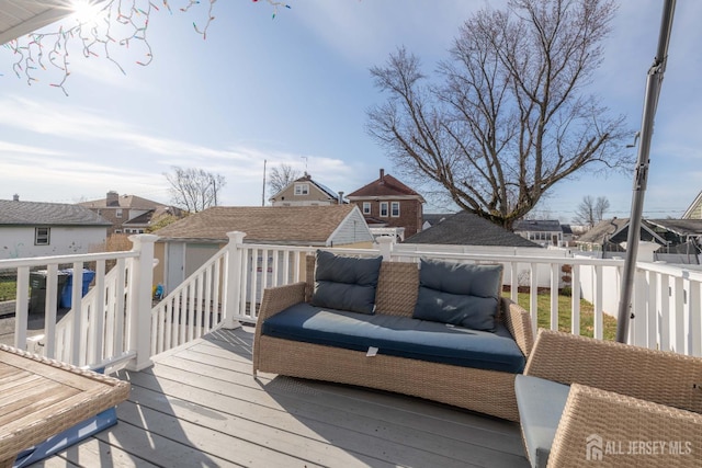118 Holly St, Port Reading, NJ 07064 - wooden terrace with an outdoor hangout area and a residential view