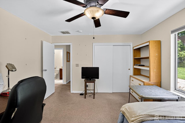 29 Whittney Ct, East Brunswick, NJ 08816 - bedroom with carpet floors, a closet, and a ceiling fan