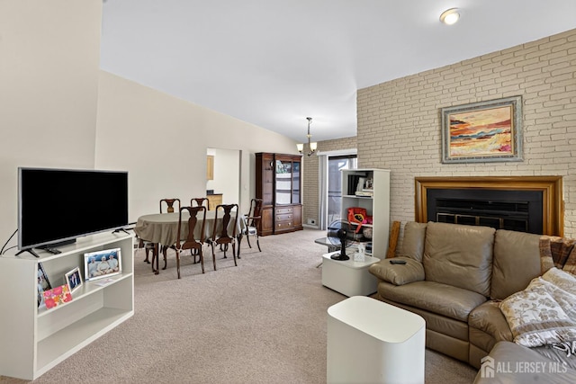 29 Whittney Ct, East Brunswick, NJ 08816 - carpeted living area featuring vaulted ceiling and a fireplace