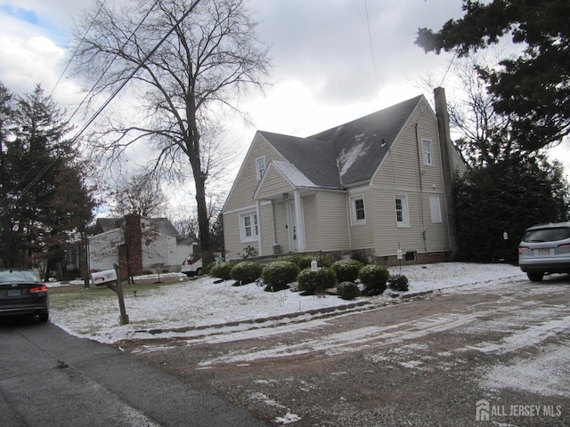 view of snow covered exterior