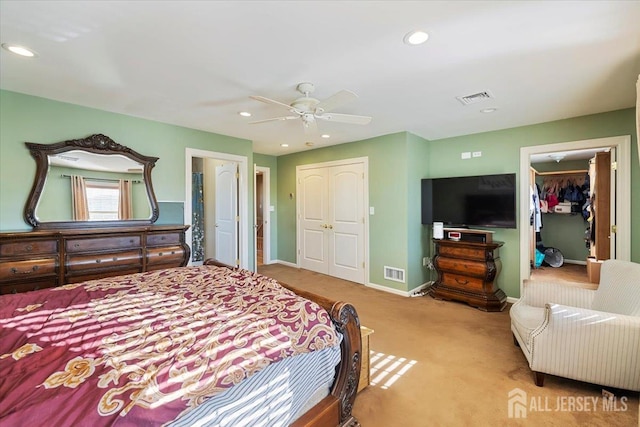 861 S Birch St S, Perth Amboy, NJ 08861 - bedroom featuring a closet, recessed lighting, carpet flooring, baseboards, and a ceiling fan