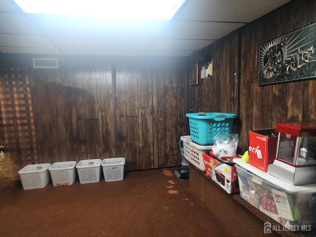 74 Probasco Rd, East Windsor, NJ 08520 - finished below grade area featuring carpet floors and wood walls