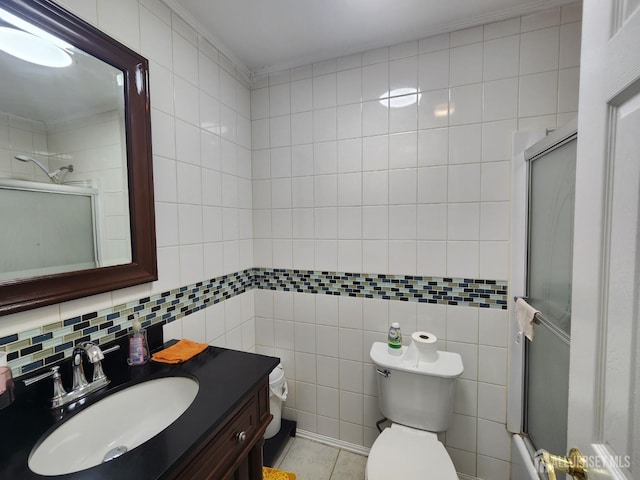 74 Probasco Rd, East Windsor, NJ 08520 - bathroom with tile walls, vanity, tile patterned floors, and tasteful backsplash