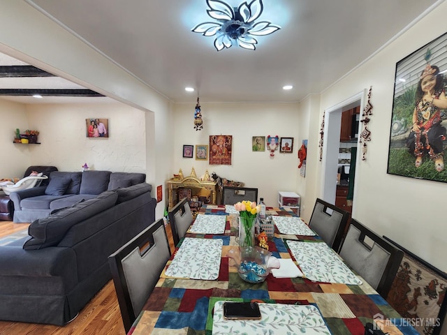 74 Probasco Rd, East Windsor, NJ 08520 - dining area with wood finished floors, recessed lighting, and crown molding