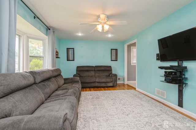 29 De Stefano Ave, Spotswood, NJ 08884 - living room featuring a ceiling fan and wood finished floors
