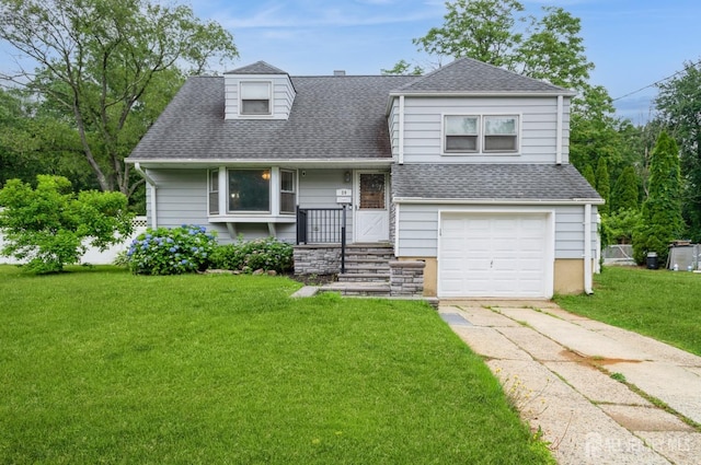 29 De Stefano Ave, Spotswood, NJ 08884 - view of front of house with a shingled roof, a front lawn, driveway, and a garage