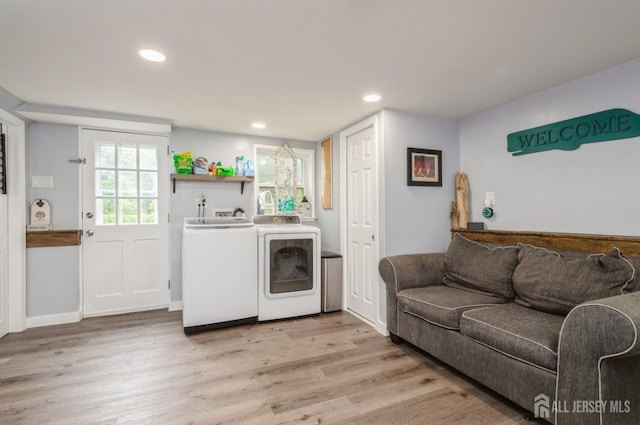 29 De Stefano Ave, Spotswood, NJ 08884 - living area featuring washer and clothes dryer, light wood finished floors, and recessed lighting