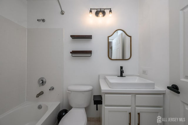 full bathroom featuring vanity, toilet, and shower / bath combination