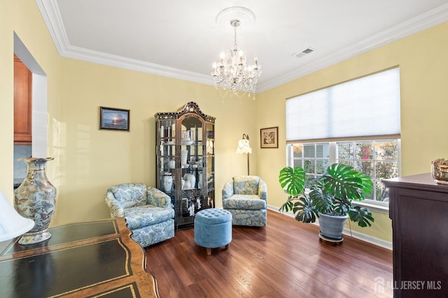31 Mcgowan Ct, Old Bridge, NJ 08857 - living area featuring a chandelier, wood finished floors, and crown molding