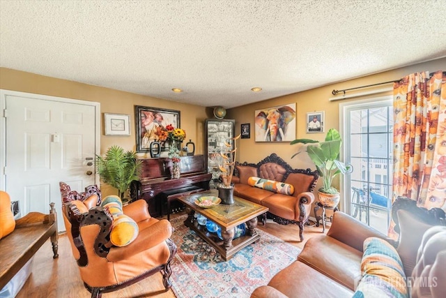 19 Pembrook Ave, North Brunswick, NJ 08902 - living area with a textured ceiling, wood finished floors, and recessed lighting