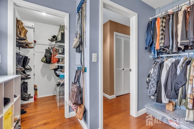 spacious closet featuring light wood finished floors