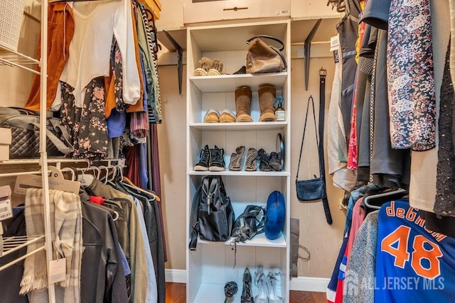 spacious closet featuring wood finished floors