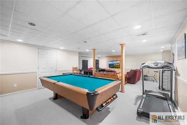 254 Wyoming Ave, Spotswood, NJ 08884 - game room featuring billiards, carpet, and recessed lighting
