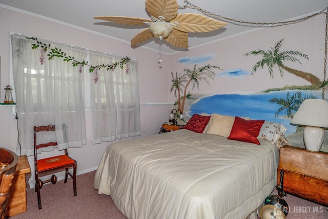 104 Elizabeth Ave, Iselin, NJ 08830 - carpeted bedroom featuring ornamental molding and a ceiling fan
