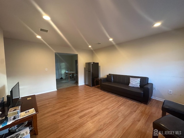 living room with light wood-type flooring