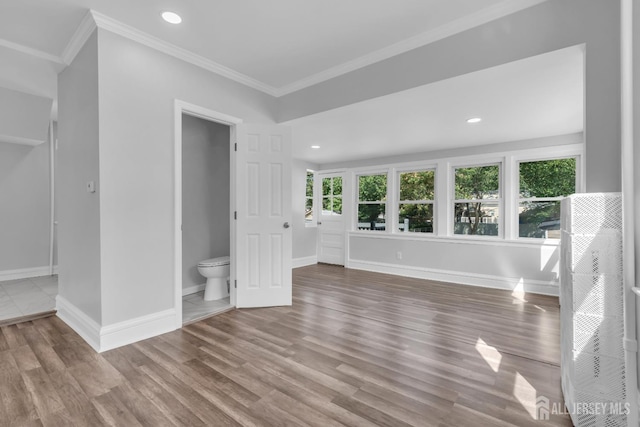 97 Battle Hill Ave, Springfield, NJ 07081 - empty room with wood finished floors, crown molding, and recessed lighting