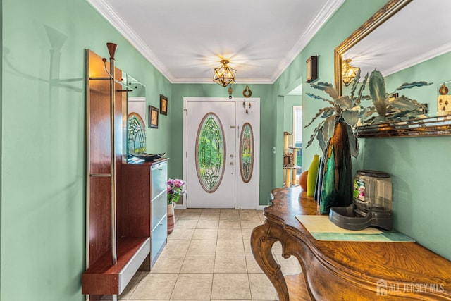34 Brookside Ave, Old Bridge, NJ 08857 - foyer entrance with crown molding and light tile patterned floors
