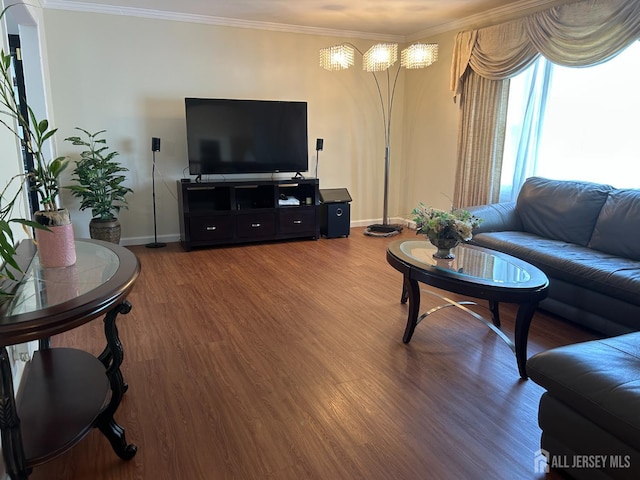 6 Quaker St, Edison, NJ 08820 - living room featuring wood finished floors and ornamental molding