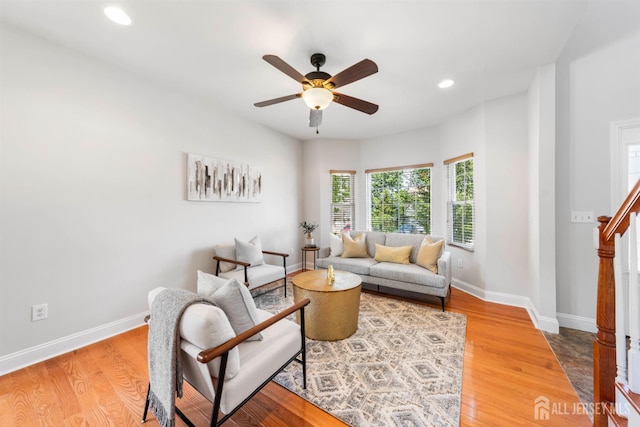 841 Harrell Ave, Woodbridge Proper, NJ 07095 - living area with a ceiling fan, recessed lighting, and wood finished floors
