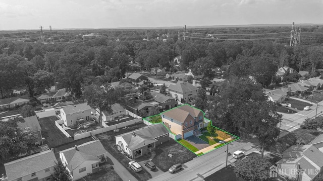 841 Harrell Ave, Woodbridge Proper, NJ 07095 - aerial perspective of suburban area with property boundaries highlighted