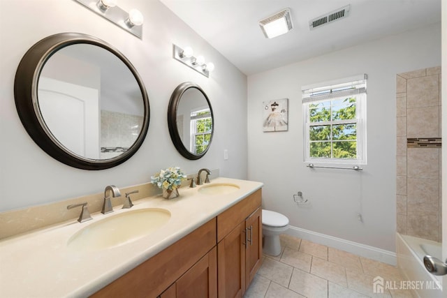 841 Harrell Ave, Woodbridge Proper, NJ 07095 - full bath with double vanity, healthy amount of natural light, tile patterned floors, and shower / tub combination