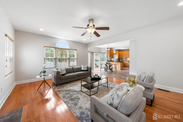 841 Harrell Ave, Woodbridge Proper, NJ 07095 - living area with ceiling fan, light wood-style flooring, and recessed lighting