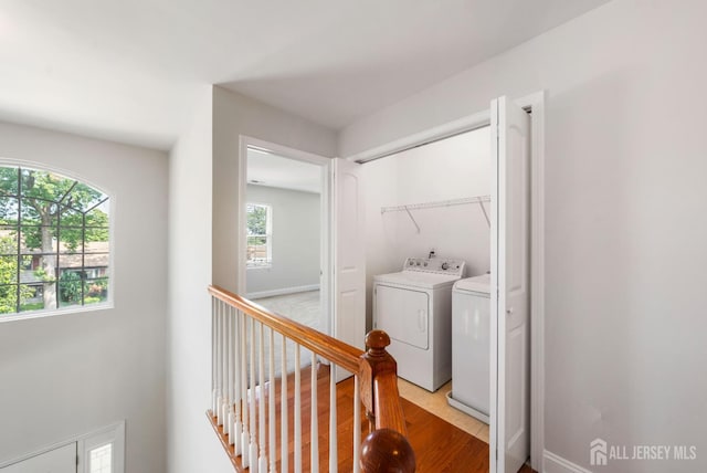 841 Harrell Ave, Woodbridge Proper, NJ 07095 - washroom with independent washer and dryer and light wood finished floors