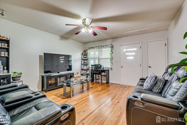 84 Kossuth St, Piscataway, NJ 08854 - living area with ceiling fan, light wood finished floors, and ornamental molding