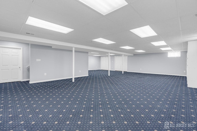 6 Garretson Dr, Franklin, NJ 08823 - basement with carpet, a paneled ceiling, and baseboards